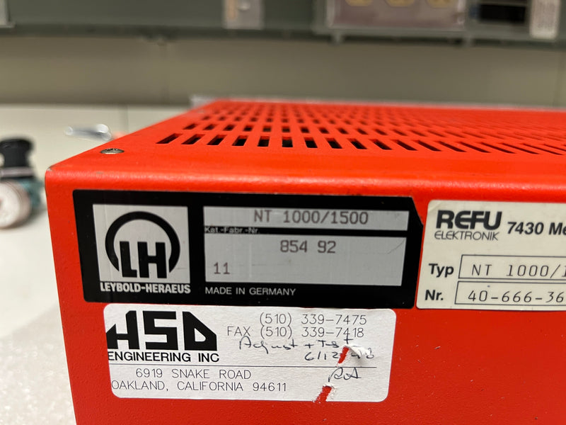 Leybold Turbotronik NT 1000 / 1500 Turbomolecular Pump Controller / Power Supply Unit