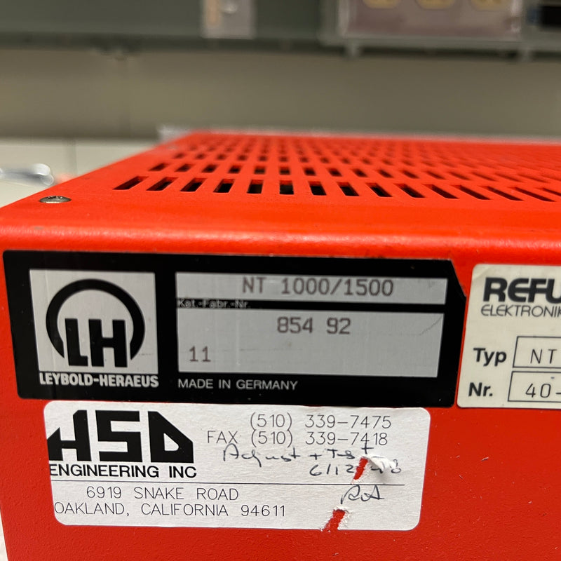 Leybold Turbotronik NT 1000 / 1500 Turbomolecular Pump Controller / Power Supply Unit