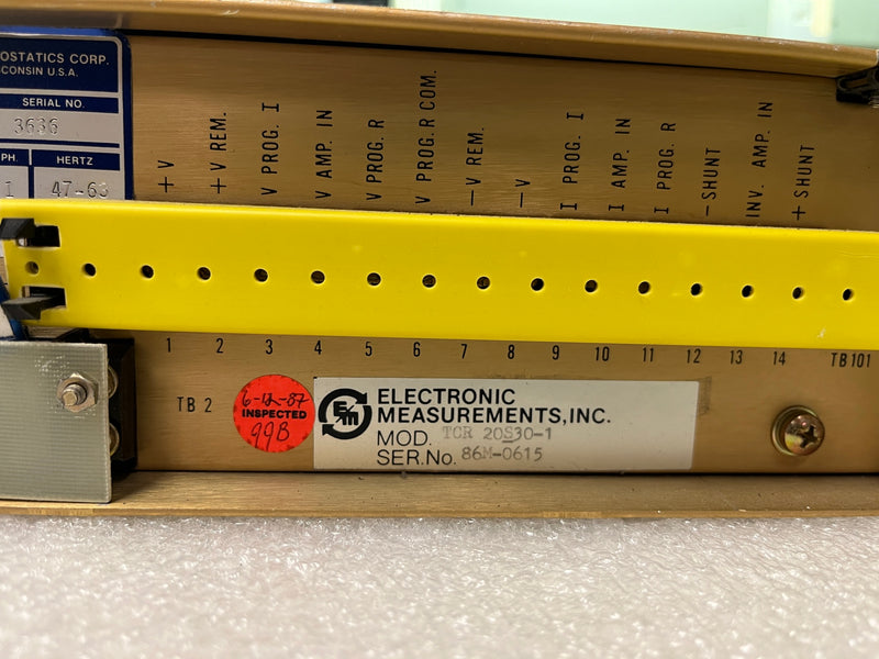 Electronic Measurements TCR 20 S 30 1 Power Supply