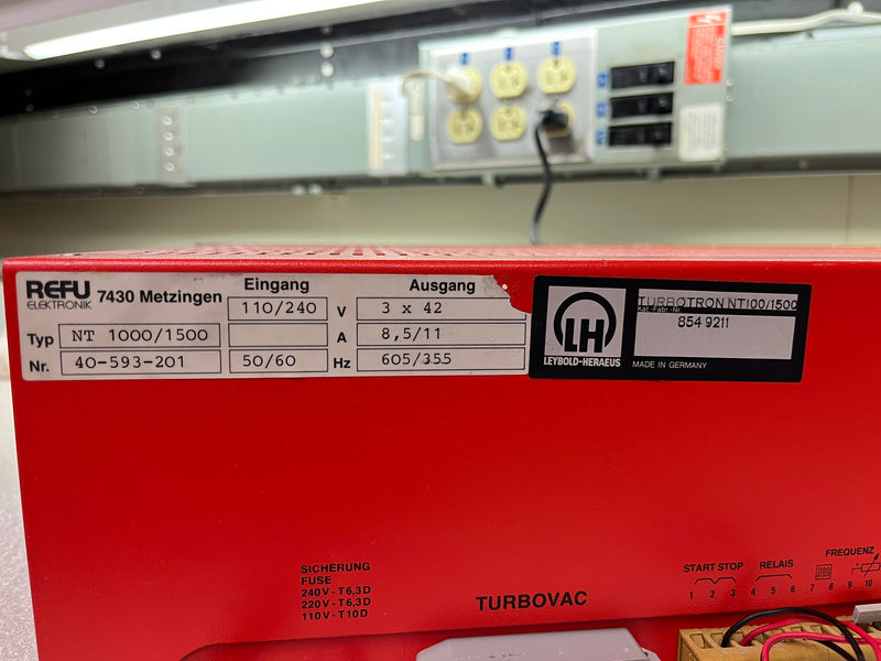 Leybold Turbotronik NT 1000 / 1500 Turbomolecular Pump Controller / Power Supply Unit