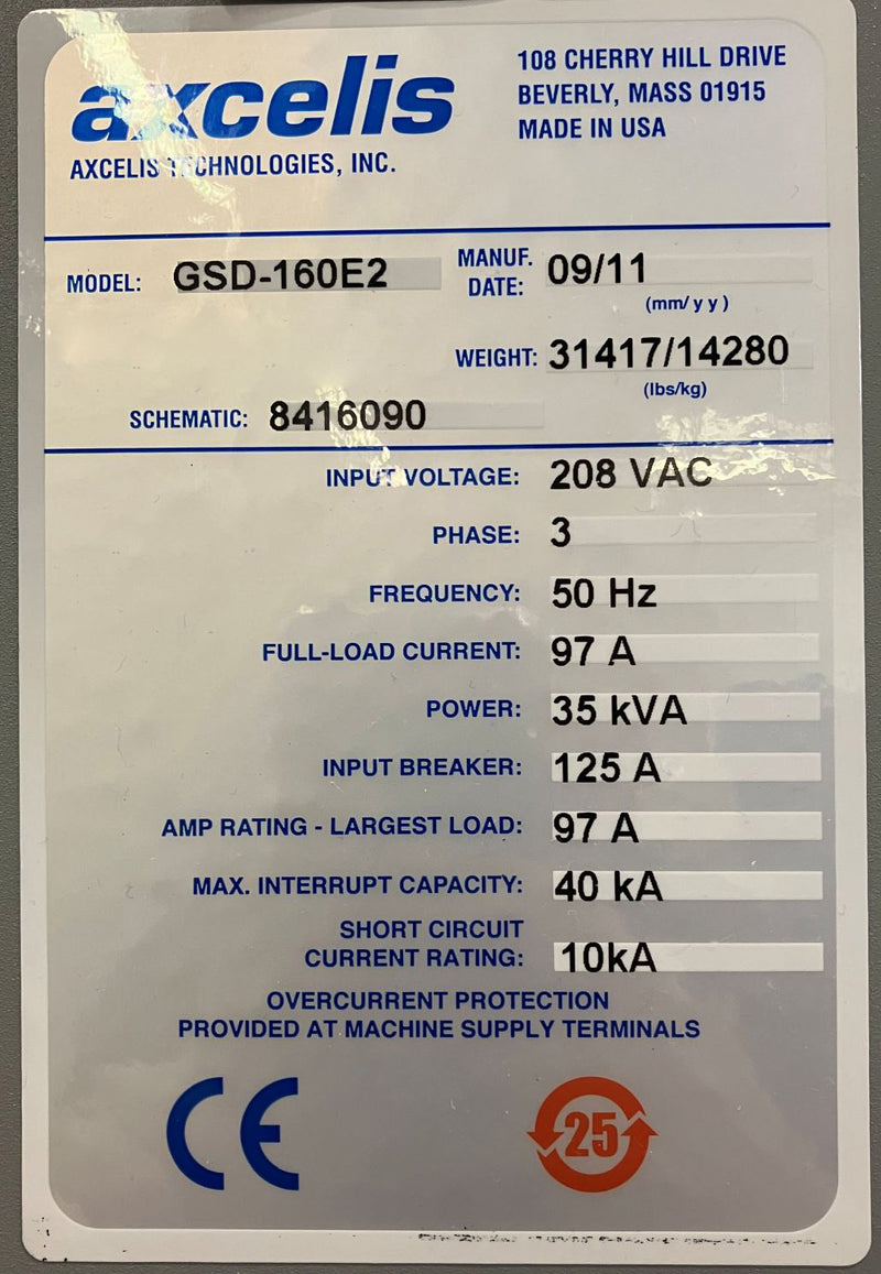 Axcelis NV GSD 200 E 2 Ion Implanter