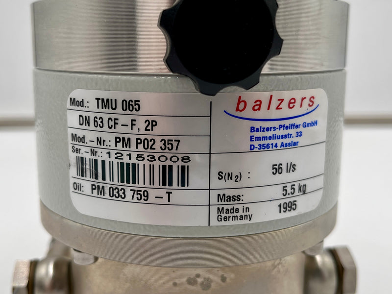 Balzers Pfeiffer TMU 065 Turbomolecular Vacuum Pump