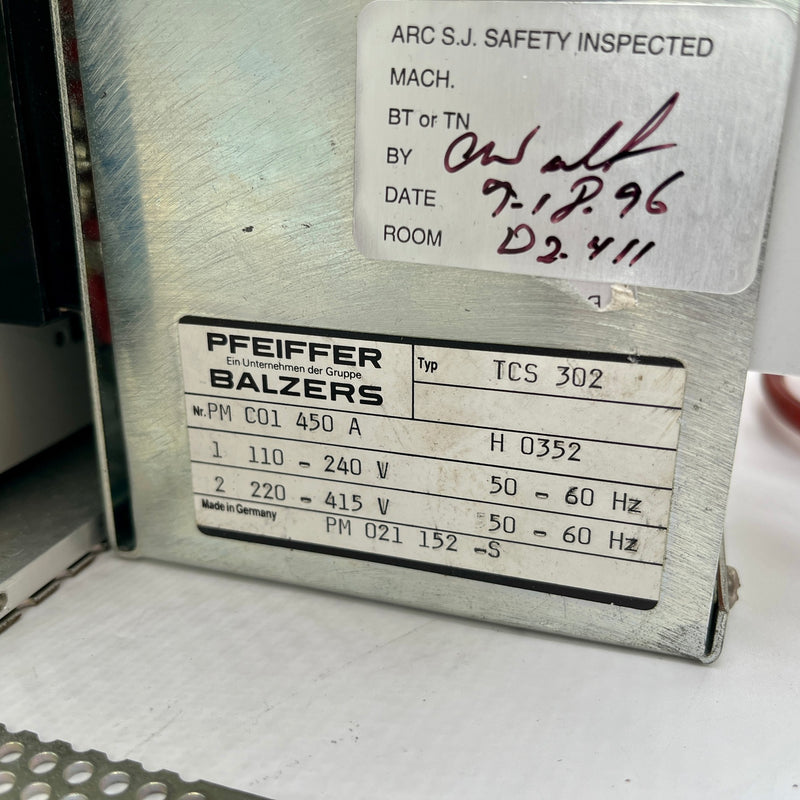 Balzers Pfeiffer TCP 310 Turbo Pump Power Supply