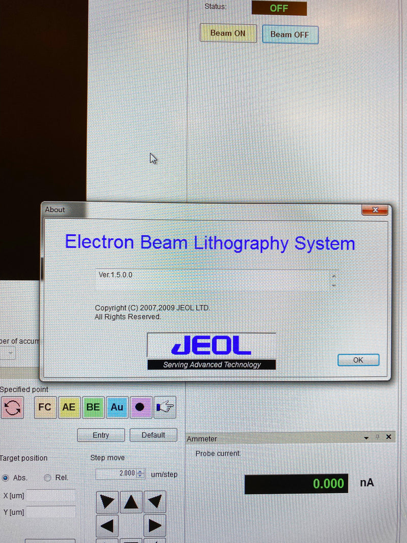 Jeol JBX 5500 FS E-Beam Direct Write Lithography