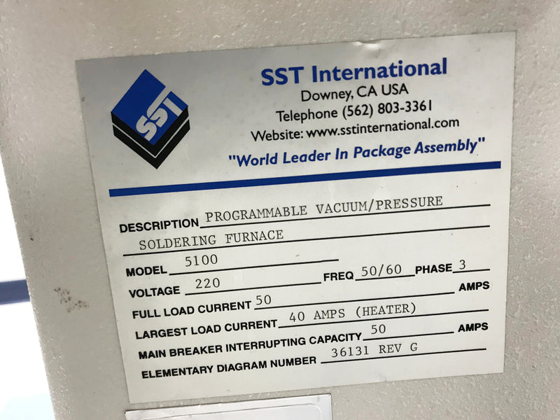 SST 5100 Programmable Vacuum/Pressure Soldering Furnace