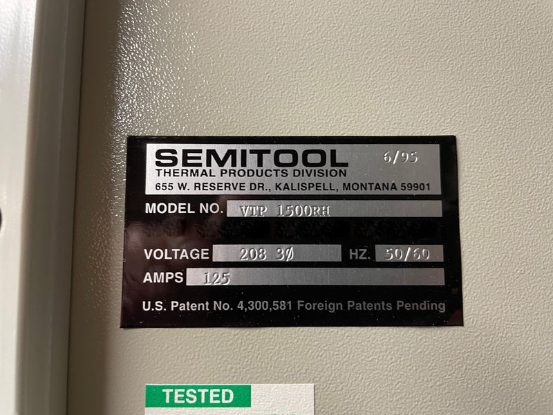 Semitool VTP 1500 RH Thermal Processor