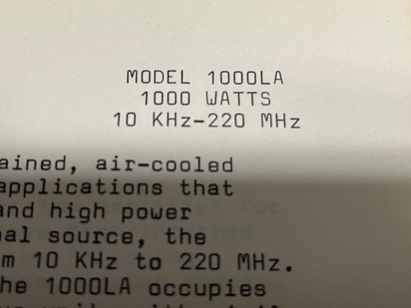 Amplifier Research 1000 LA RF Amplifier