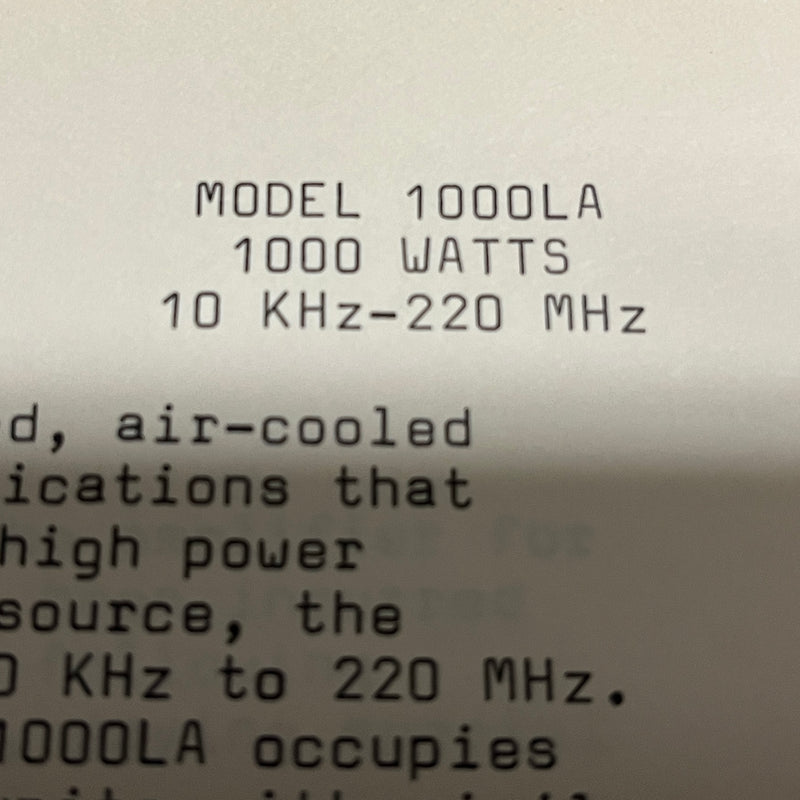 Amplifier Research 1000 LA RF Amplifier