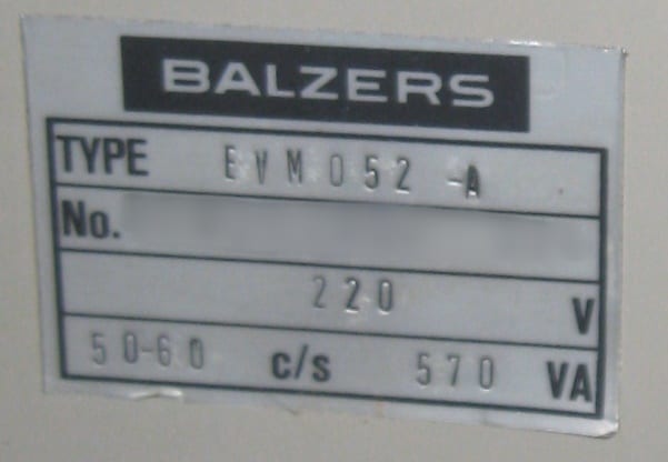 Oerlikon Balzers BAE 301 Freeze Fracture Machine