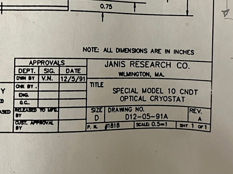 Janis Model 10 CNDT Optical Cryostat