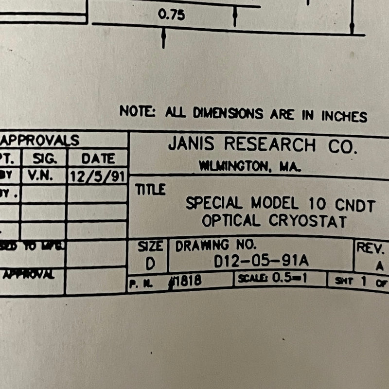 Janis Model 10 CNDT Optical Cryostat