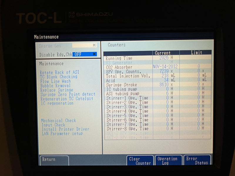 Shimadzu TOC L CSH Carbon Analyzer