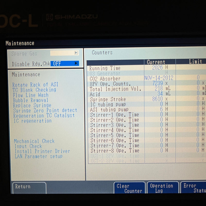 Shimadzu TOC L CSH Carbon Analyzer