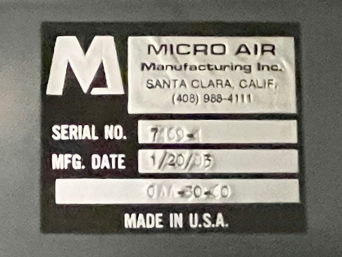 Micro Air Systems HEPA Filter Hood