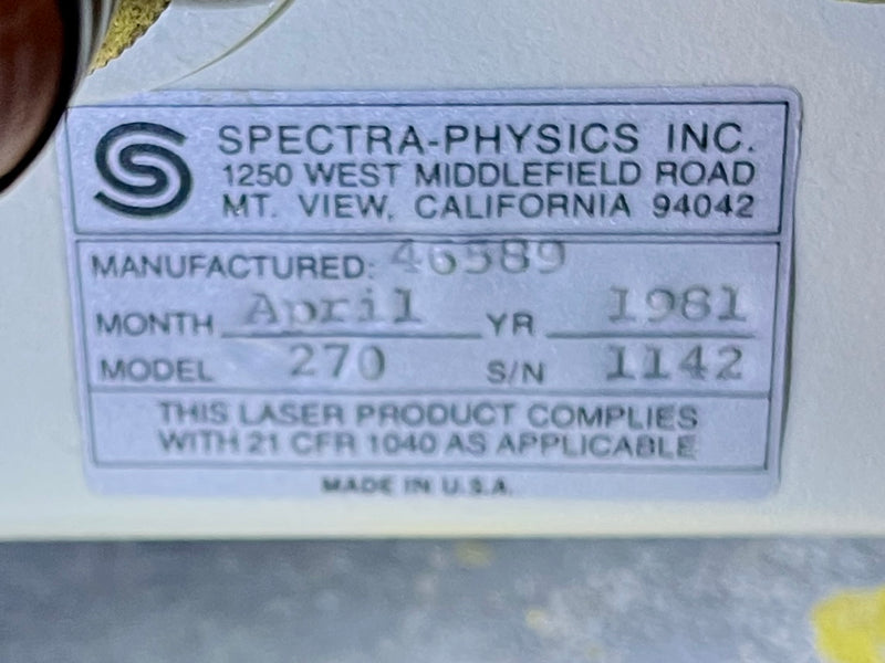 Spectra-Physics 270 Exciter Laser Power Supply