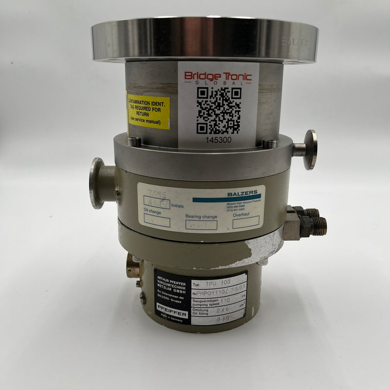 Balzers Pfeiffer TPU 100 Turbomolecular Vacuum Pump