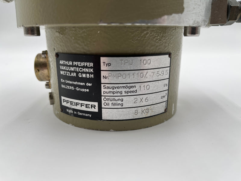 Balzers Pfeiffer TPU 100 Turbomolecular Vacuum Pump