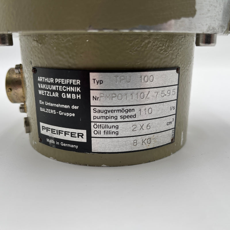 Balzers Pfeiffer TPU 100 Turbomolecular Vacuum Pump