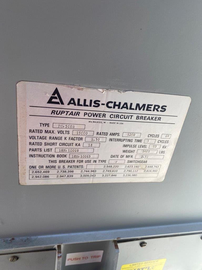 Allis Chalmers Ruptair Power Circuit Breaker