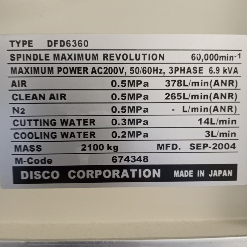 Disco DFD 6360 Automatic Dicing Saw