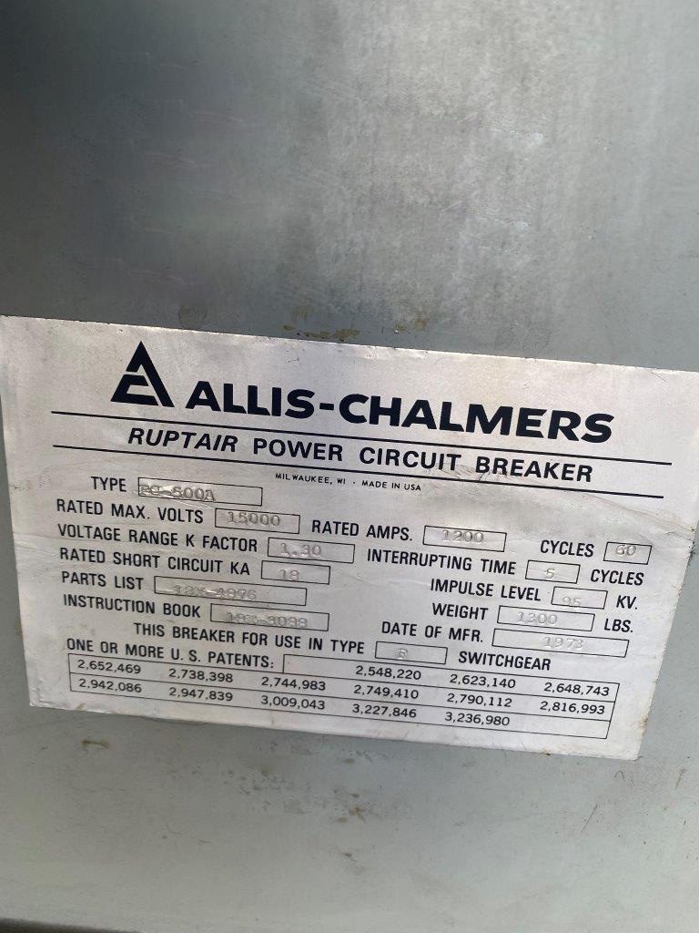 Allis Chalmers Ruptair Power Circuit Breaker