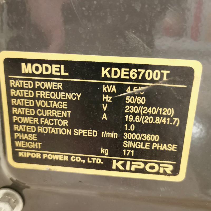 Kipor KDE 6700 T Generator