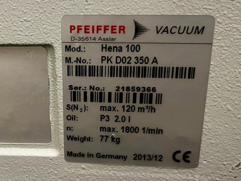 Pfeiffer Hena 100 Vacuum Pump