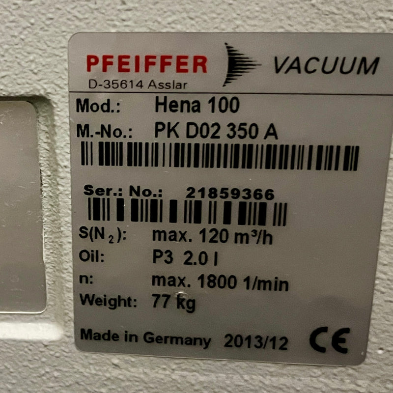 Pfeiffer Hena 100 Vacuum Pump