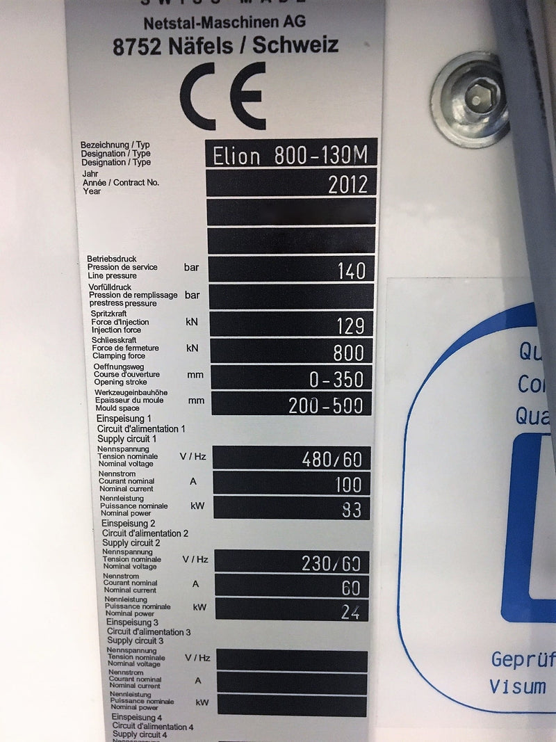 Nestal Elion 800-130 M Injection Molding Machine