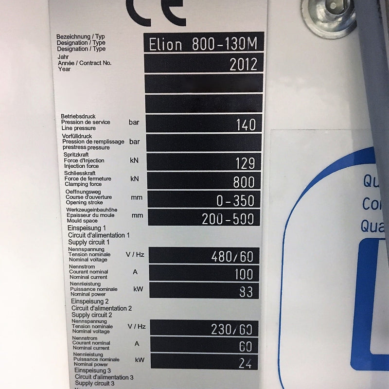 Nestal Elion 800-130 M Injection Molding Machine