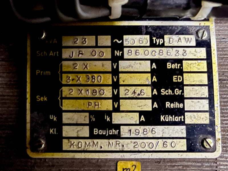 Bruker B MN 200 60 A 5 Variable Transformer
