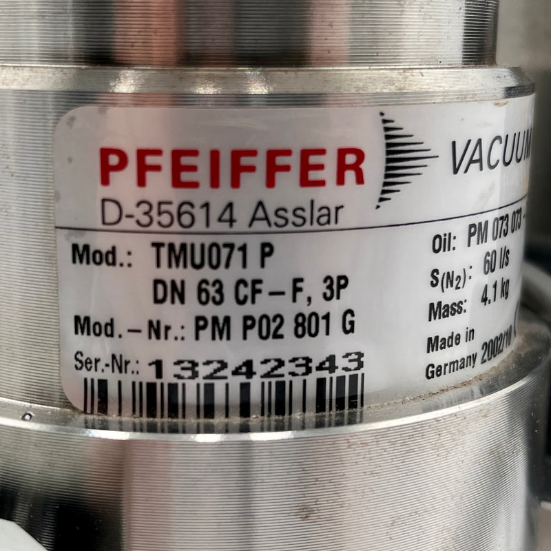 Pfeiffer Turbomolecular Vacuum Pump System