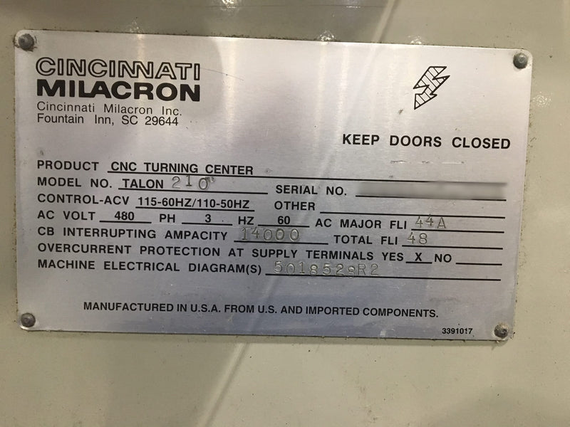 Cincinnati Talon 210 Lathe