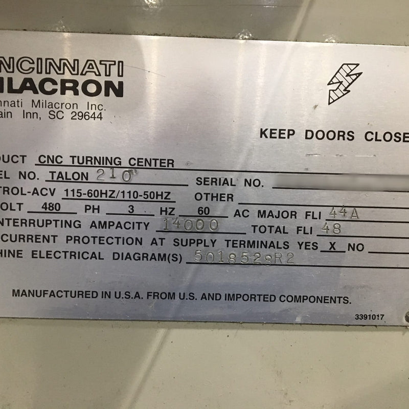 Cincinnati Talon 210 Lathe