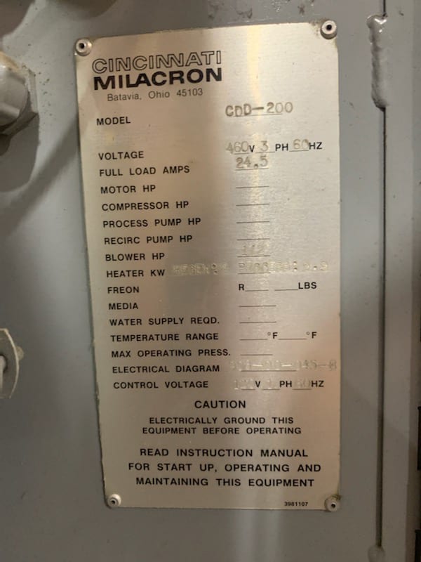 Milacron CDC 200 Dryer