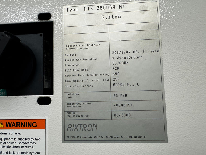 Aixtron AIX 2800 G 4 HT MOCVD (Metal Organic Chemical Vapor Deposition)