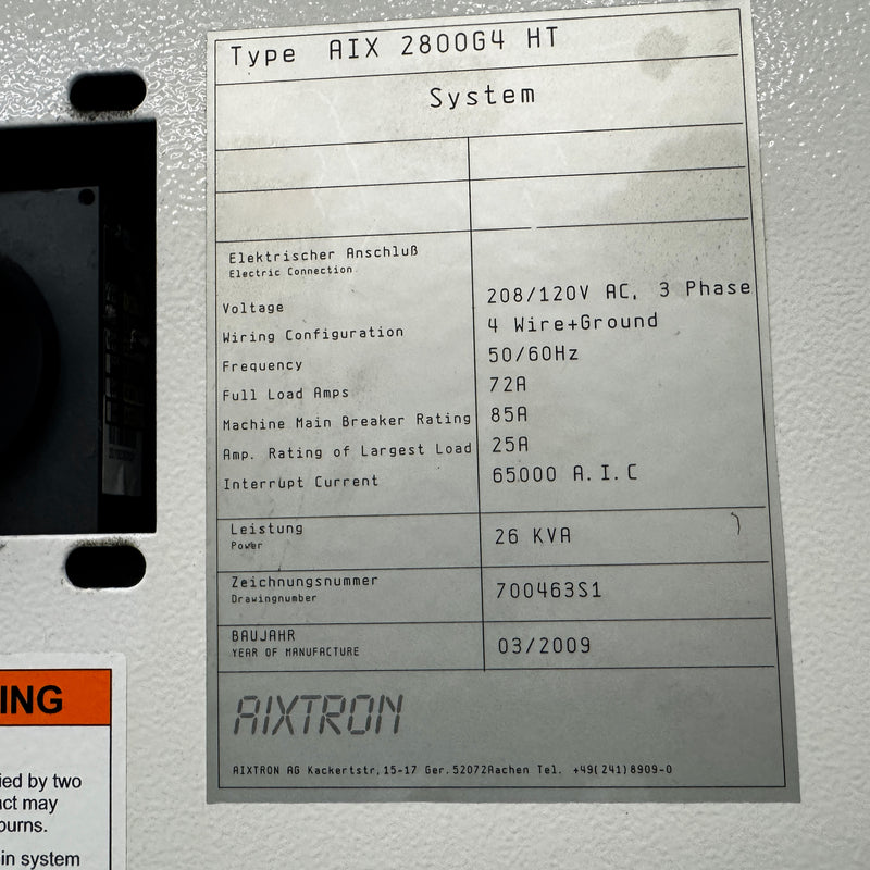 Aixtron AIX 2800 G 4 HT MOCVD (Metal Organic Chemical Vapor Deposition)