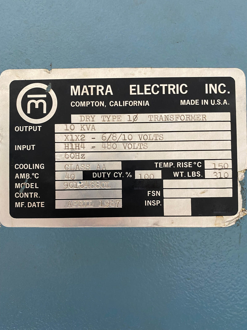 Matra Electric 91123214 L Dry Type Transformer