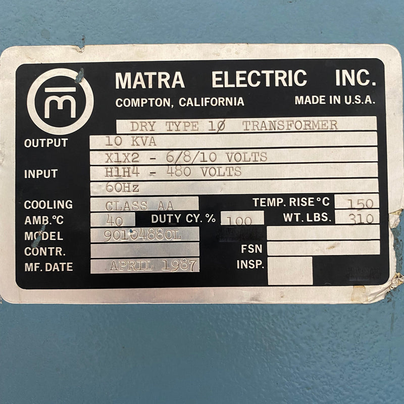Matra Electric 91123214 L Dry Type Transformer
