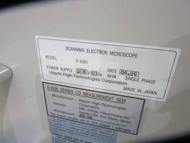 Hitachi S 9380 CD-SEM (Critical Dimension Scanning Electron Microscope)
