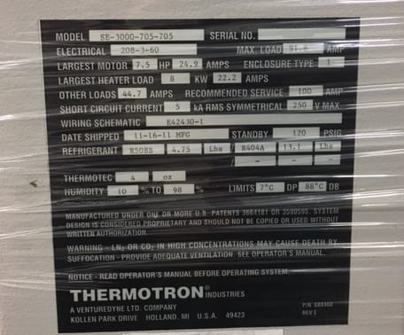 Thermotron SE 3000 705 705 Chamber