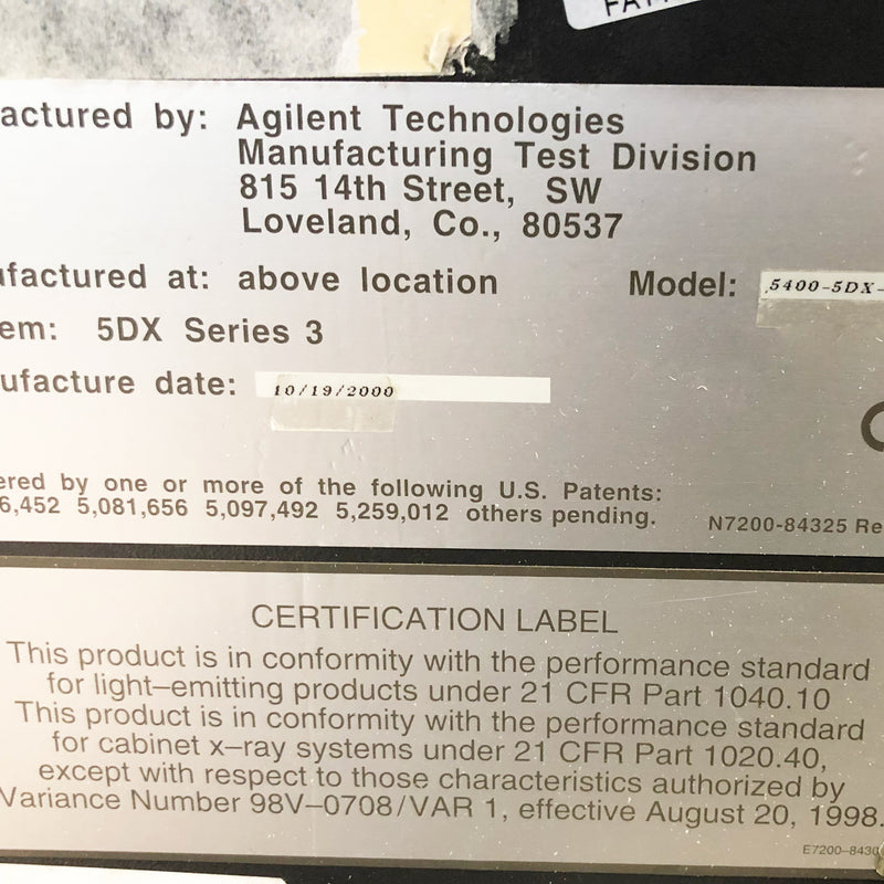 Agilent 5400 5 DX S 3 X-ray Inspection