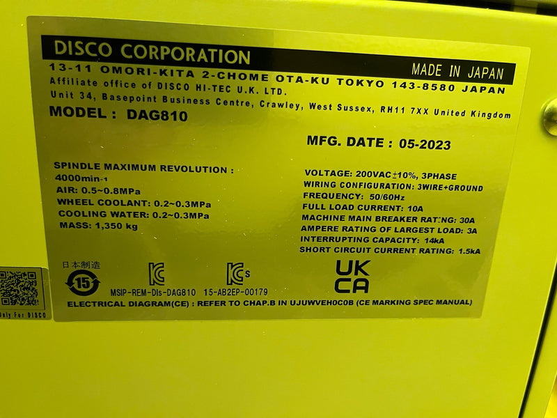 Disco DAG 810 Back Grinder