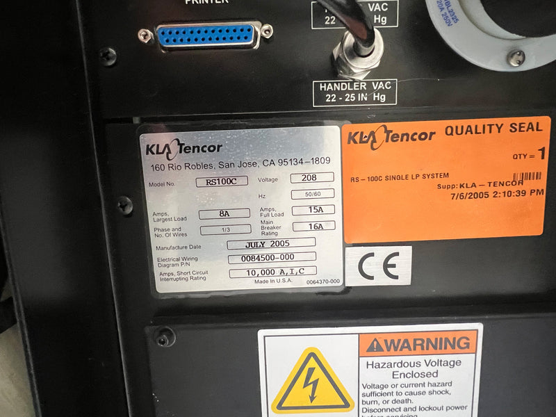 KLA OmniMap RS 100 C Resistivity Mapper