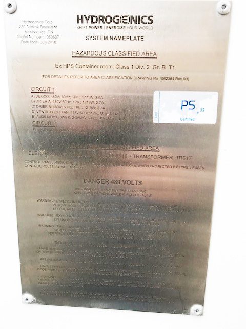 Hydrogenics Hydrogen Purifier