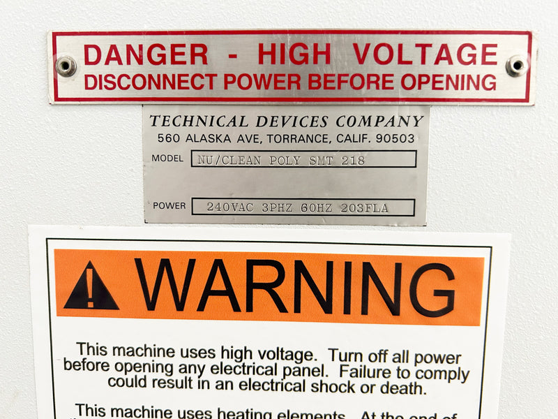 Technical Devices Nu/Clean PolySMT 218 Washer