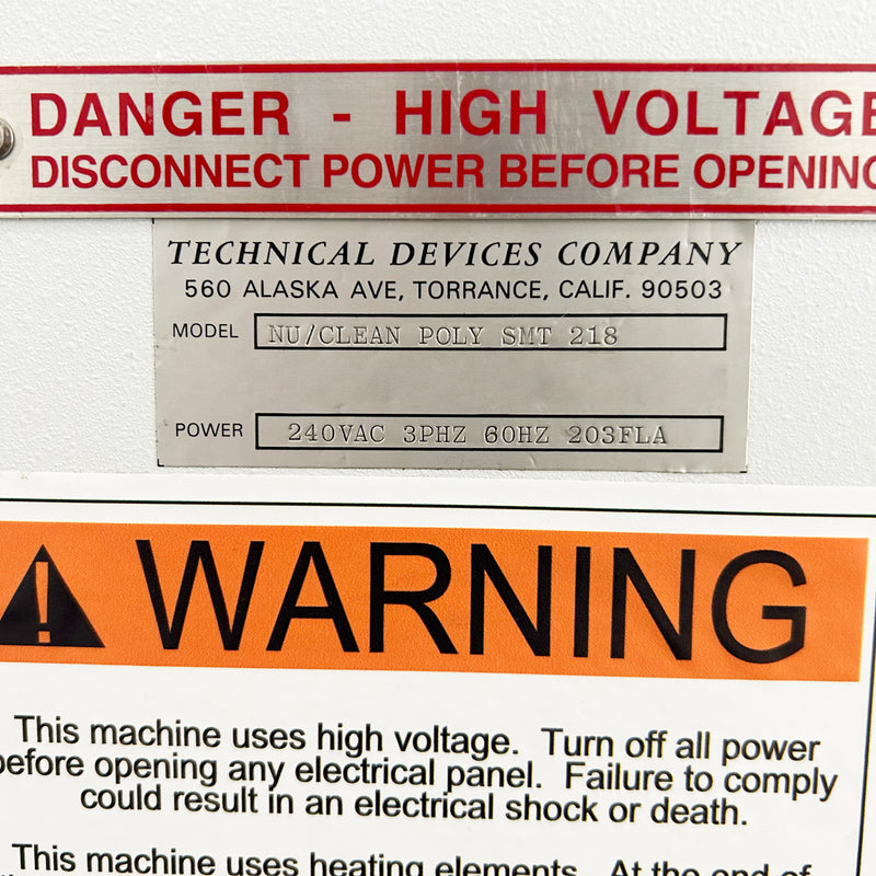 Technical Devices Nu/Clean PolySMT 218 Washer