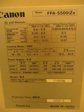 Canon FPA 5500 iZa MUV Stepper