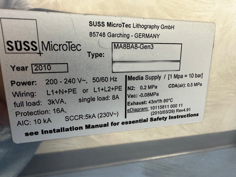 SUSS MA 8 Gen 3 Mask Aligner