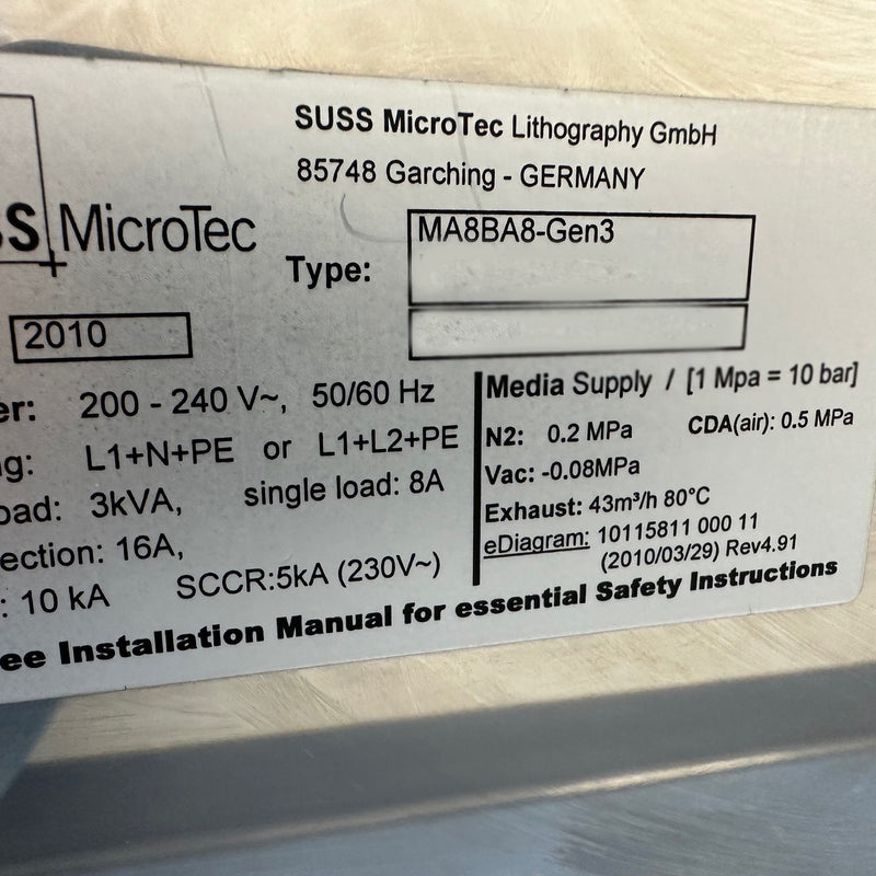 SUSS MA 8 Gen 3 Mask Aligner